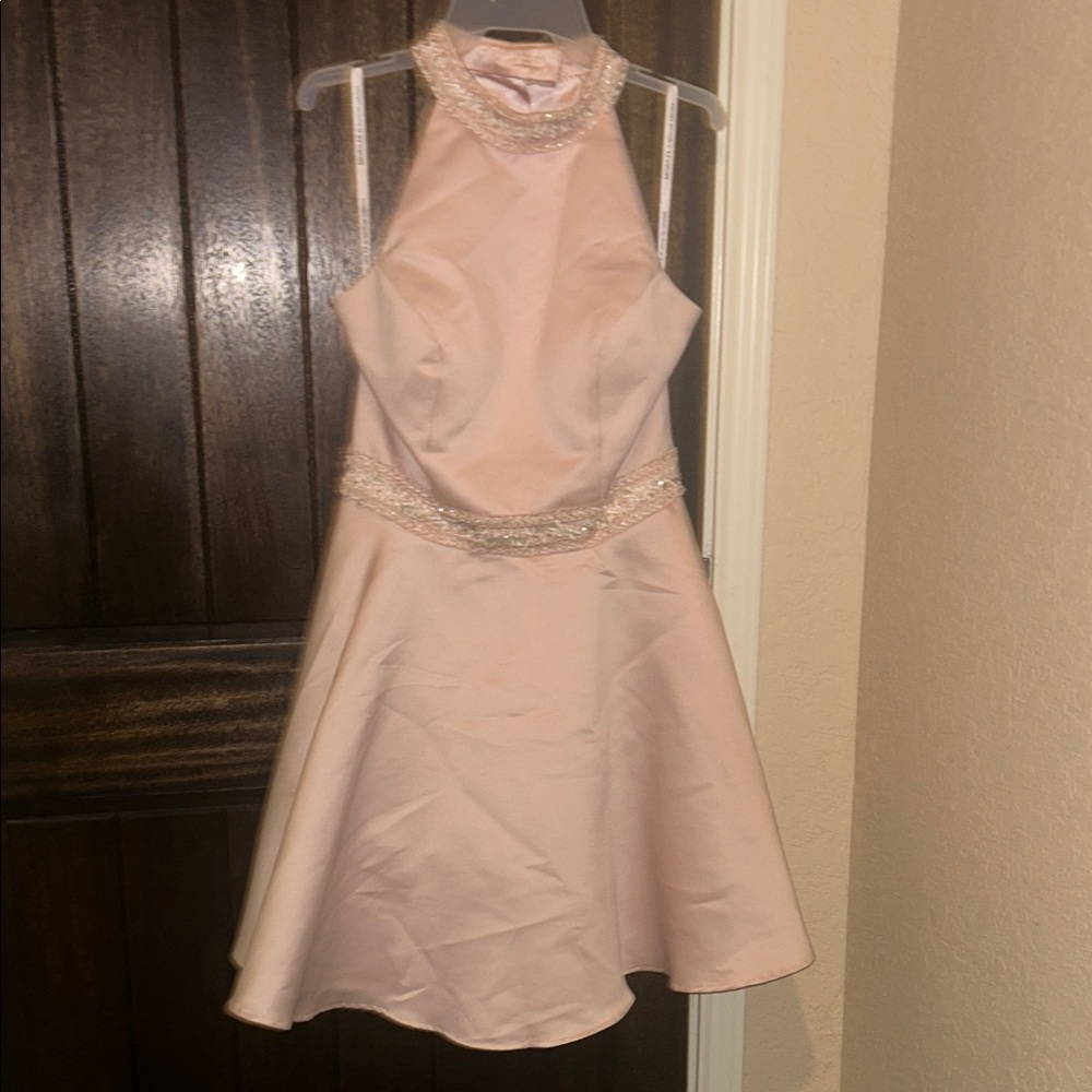 Chic Blush Halter Mini Dress
